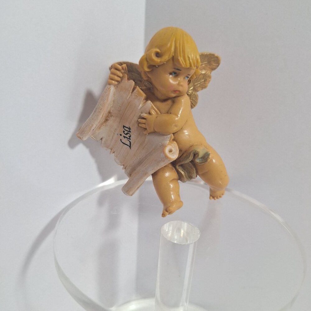 Simonette Depose Italy Cherub Angel Ornament Christmas 1987 Lisa Name Scroll - Picture 3 of 9